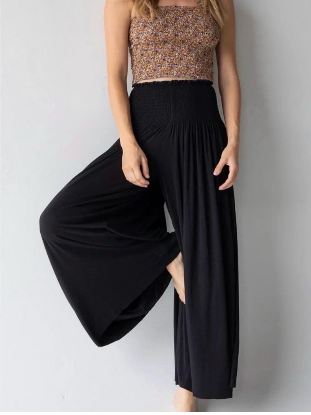 Natural Life Make a Move Palazzo Pant Black Boho Wide Leg